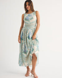 Women's The A&F Convertible Mesh Maxi Dress In Green Stripe Size XS &