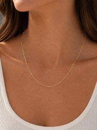 18K Gold Filled Satellite Bead Necklace, Waterproof Dainty Layering Chain