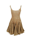 Azeeza Solenne Embellished Strap Mini Dress Gold