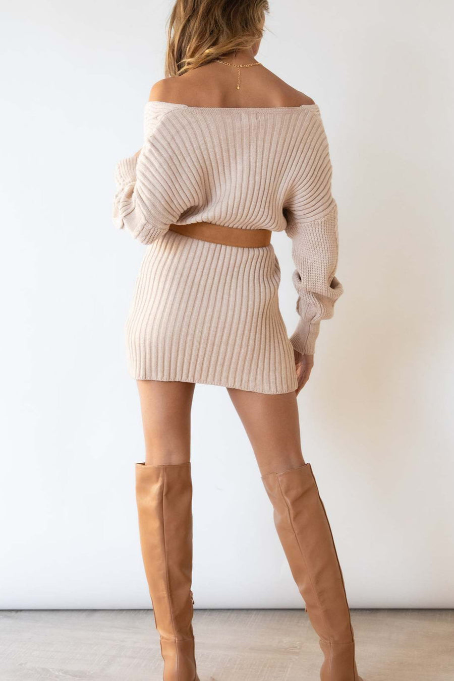 Ragnheidr Knitted Cross-Neck Mini Dress