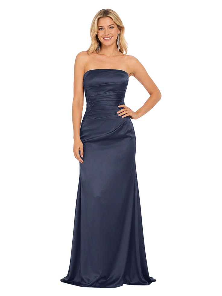 ChicSew Beautiful Strapless Lace Ruched Mermaid Floor Length Satin