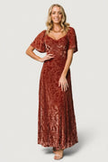 Womens Everley Velvet Maxi Dress Cinnamon Size: XS
