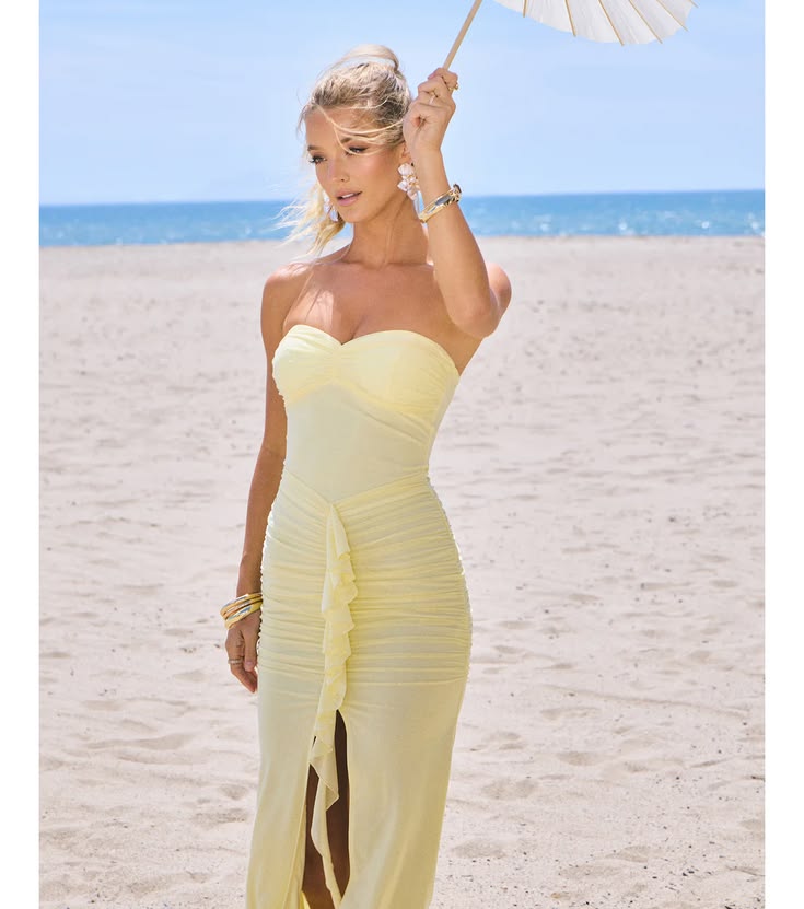 Sunlit Sway Mesh Ruffle Dress