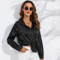 Lirena Satin Button-Up Blouse
