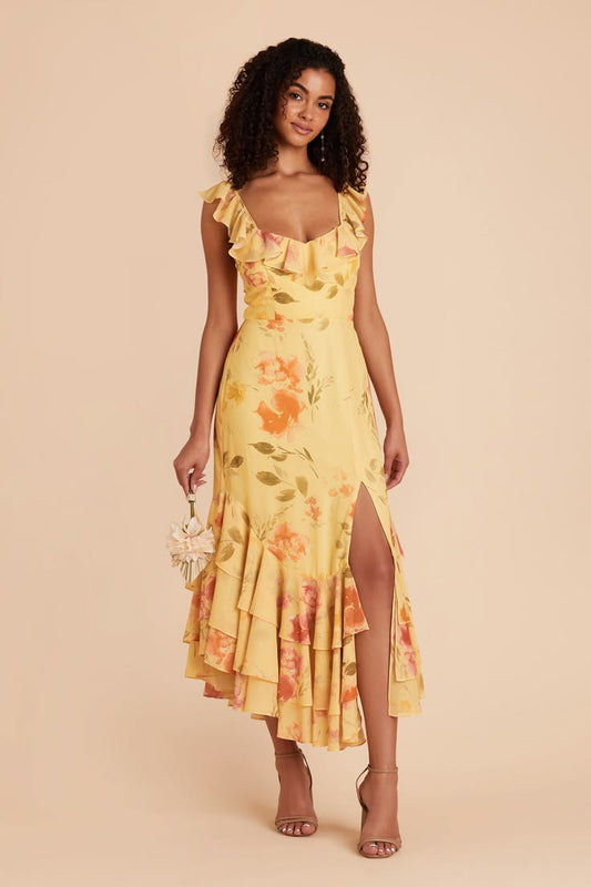 Grey Ginny Apricot Chiffon Bridesmaid Dress