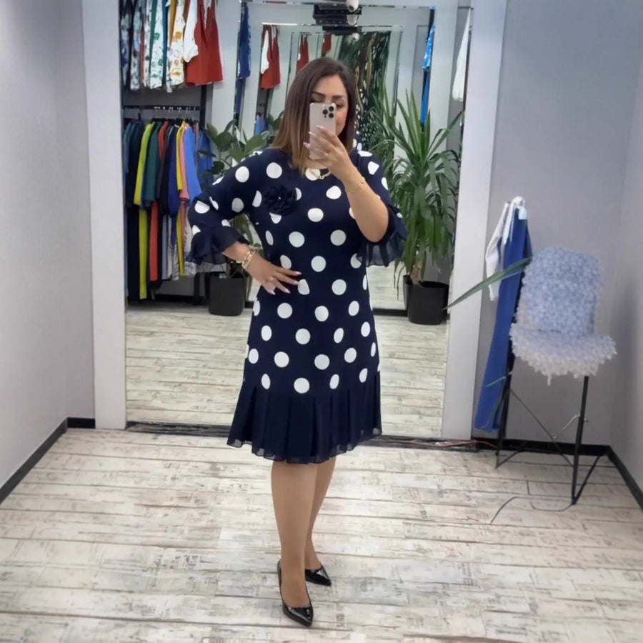 Camilla – Pleated Polka Dot Midi Dress