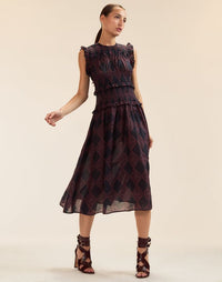 Cynthia Rowley Tulum Ramie Dress Navyred