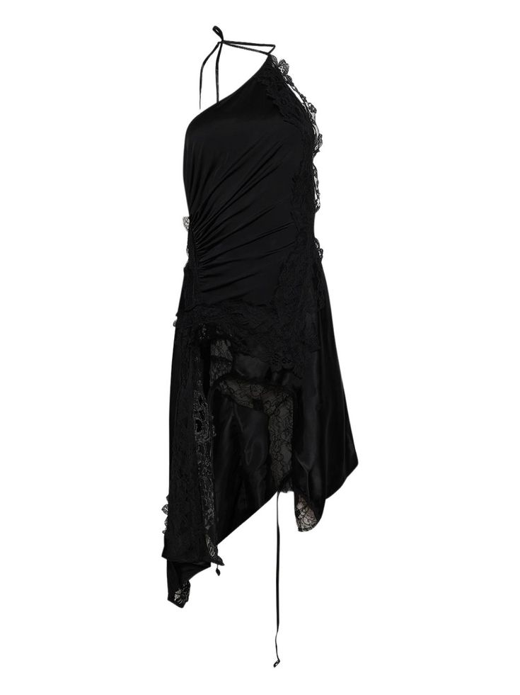Vetements Lace Detailed Asymmetric Dress Black
