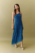 Asymmetrical floral dress turquoise MANGO TEEN