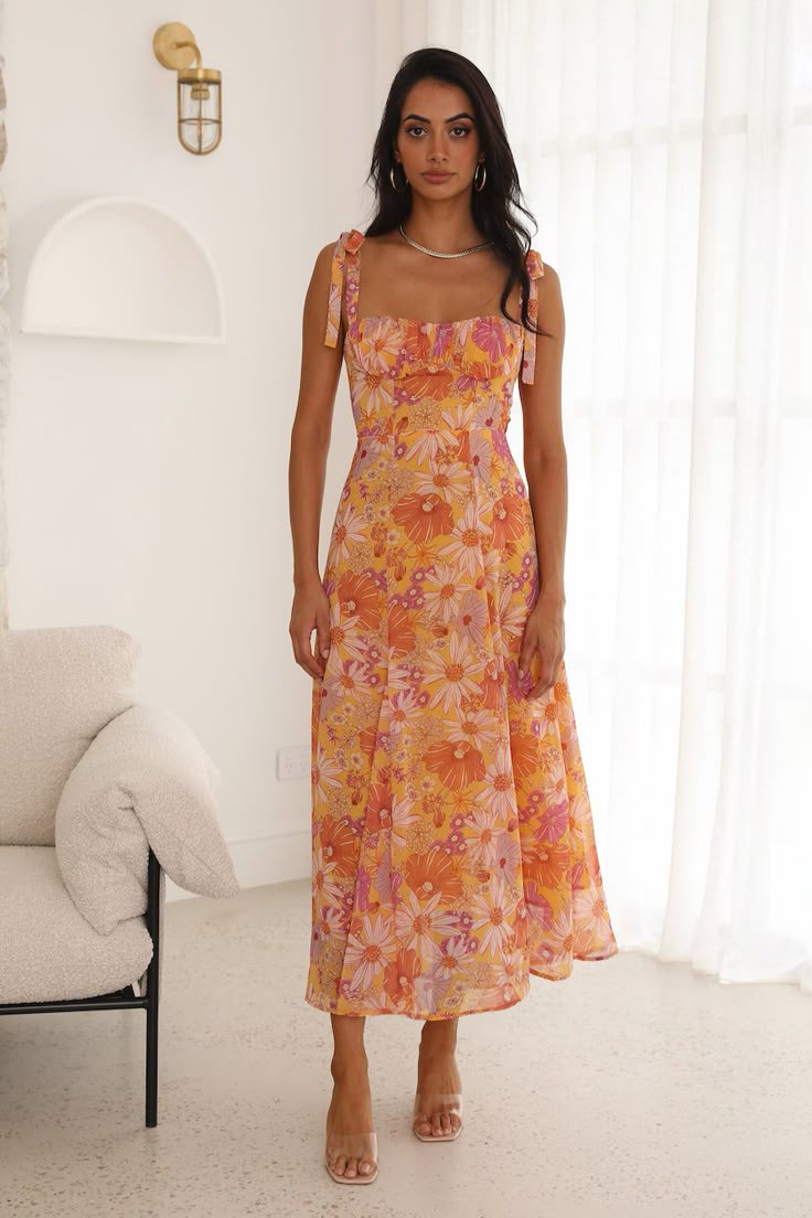 Divine Smile Midi Dress XL Orange