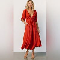 Dress Red Midi Dress Color: Red Size: S