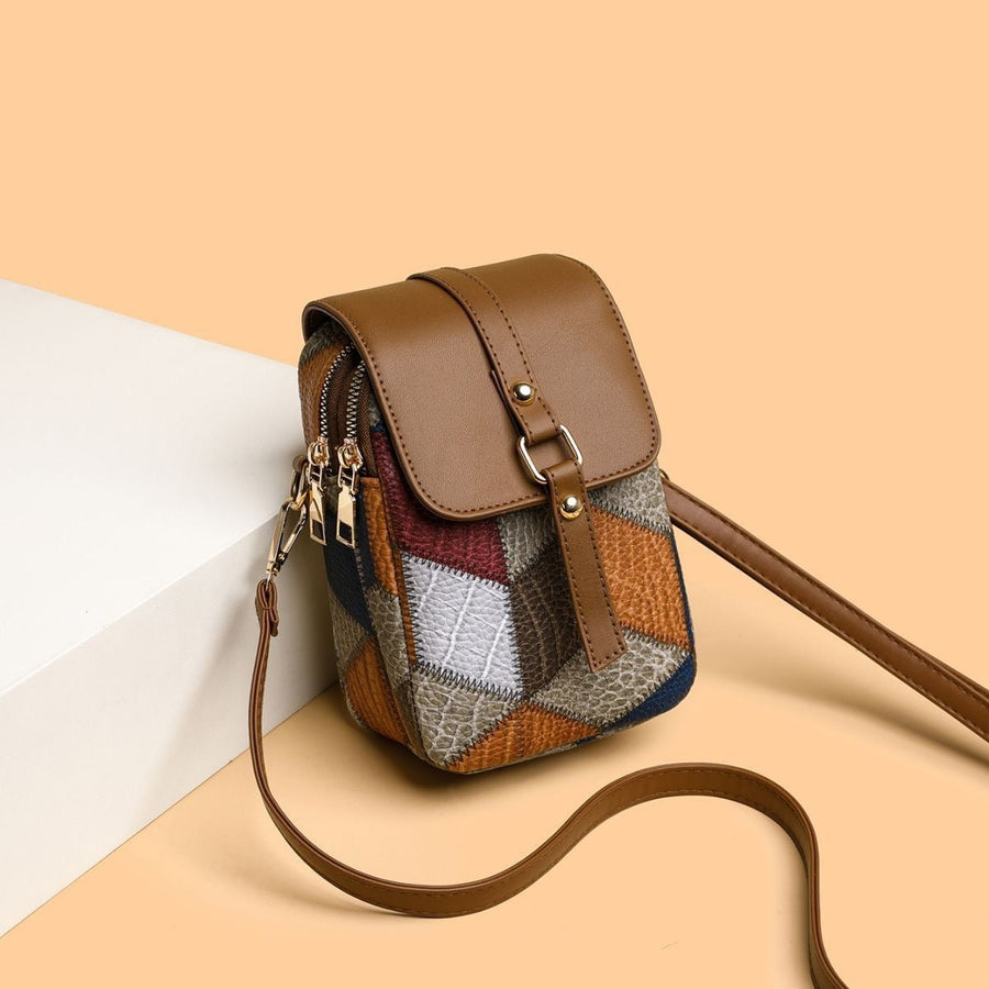 Faux Leather Shoulder Bag with Front Pocket - Daniela