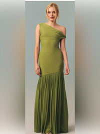 Deme By Gabriella Off Shoulder Stretch Mesh Maxi Dress Color: Green