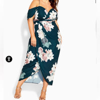 City Chic Dress City Chic Women's Plus Size Maxi Fl Emerald Dress Size