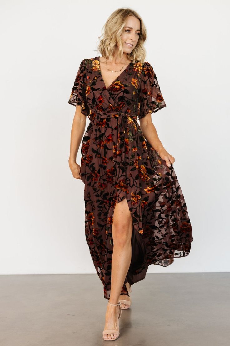 Uma Velvet Maxi Dress Clove Amber Floral