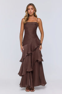 Peachy Glow Maxi Dress Brown