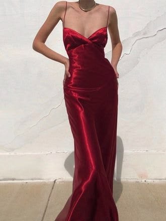 Vintage Mermaid Spaghetti Straps Red Long Prom Dress