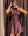 Elegant Homecoming Dress A Line Stain Halter Dark Purple Cocktail