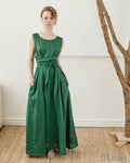 Breezy Linen Boracay Dress, Sleeveless In White, Green, Blue, Beige