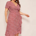Host Pick Raiza Faux Wrap Dress Color: Red White Size: Various