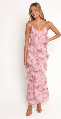 Ciao Floral Ruffle Chiffon Gown (Women)