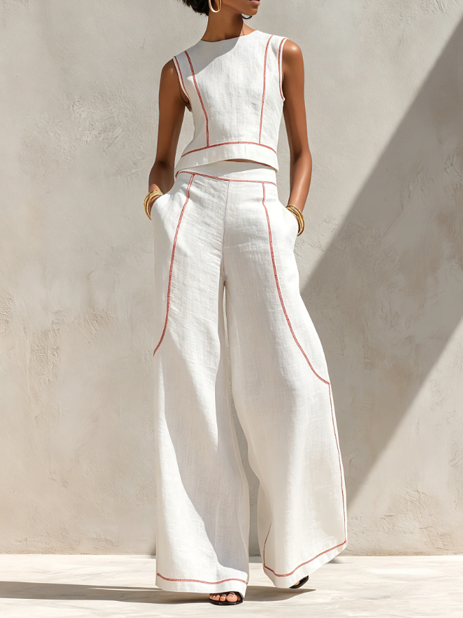 Willow – Sleeveless Top and Wide-Leg Trouser Set