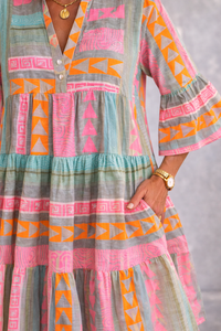 Elsie - Patterned Flowing Midi Dress