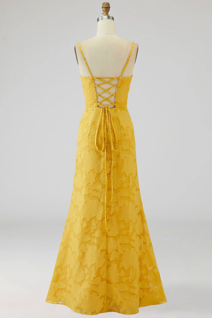 Yellow Spaghetti Straps Sheath Sleeveless Long Wedding Guest Dress