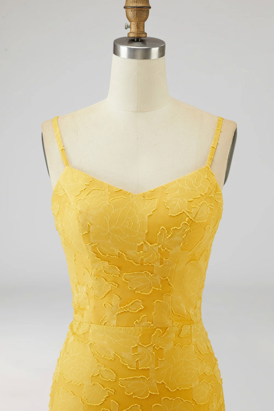 Yellow Spaghetti Straps Sheath Sleeveless Long Wedding Guest Dress