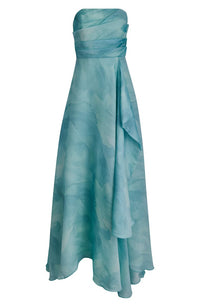 Abstract Floral Strapless Gown