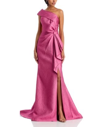 One Shoulder Textured Gown