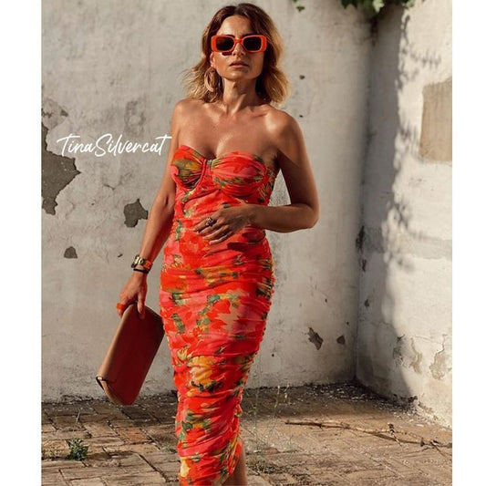 Dress Blogger's Fave! Tulle Corset Floral Dress Nwt Color: Green Pink