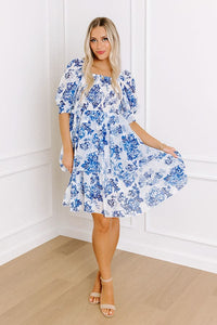 Blue Spring Tea Garden Smocked Dress