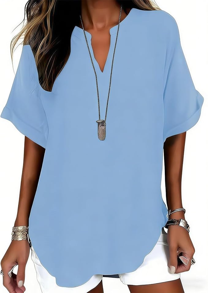Ursa - Soft V-Neck Everyday Blouse
