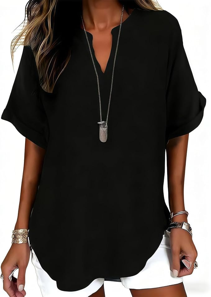 Ursa - Soft V-Neck Everyday Blouse