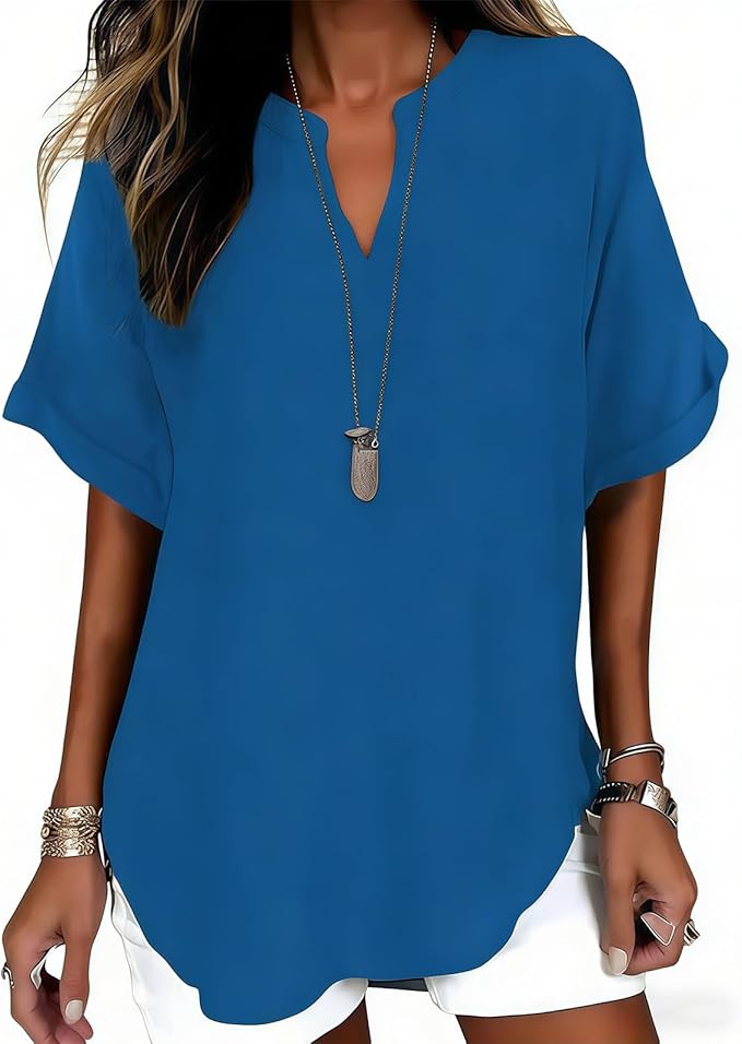 Ursa - Soft V-Neck Everyday Blouse