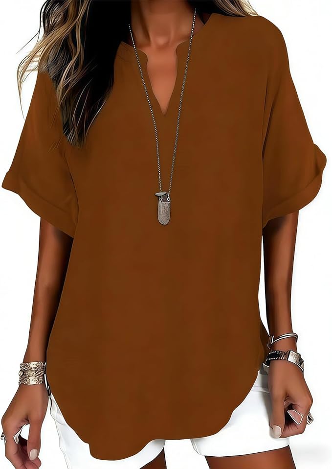 Ursa - Soft V-Neck Everyday Blouse