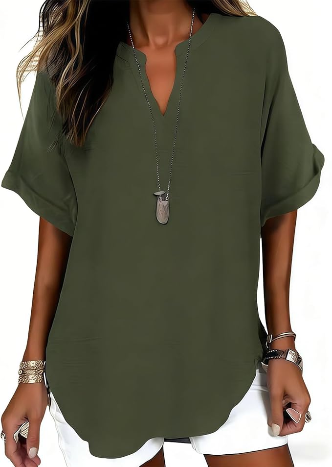 Ursa - Soft V-Neck Everyday Blouse