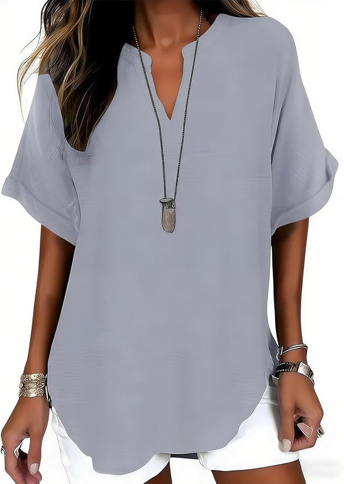 Ursa - Soft V-Neck Everyday Blouse
