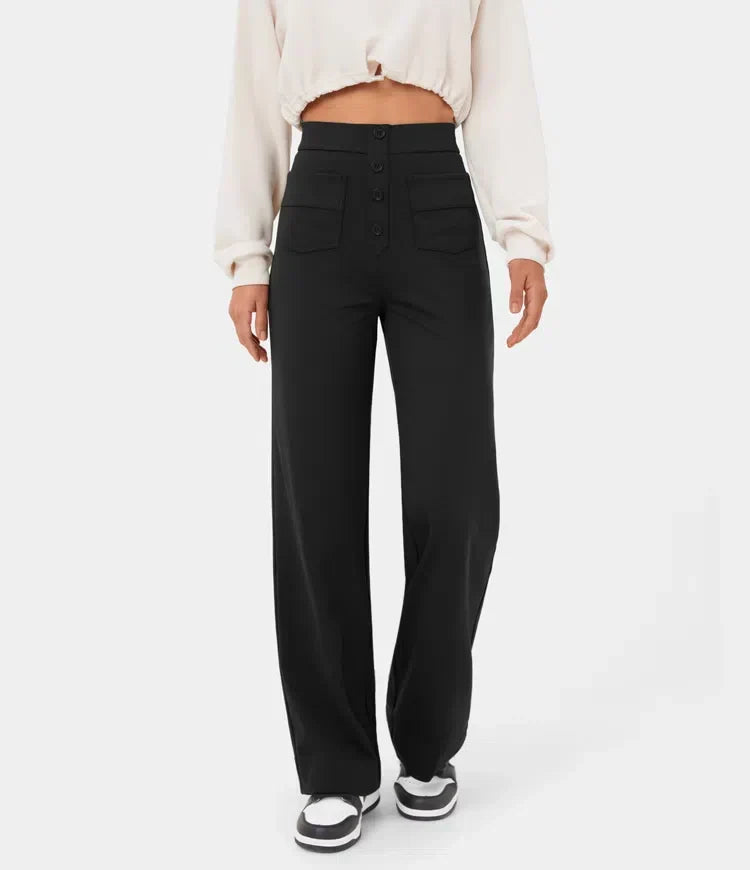 Elvren Button-Front Straight Trousers