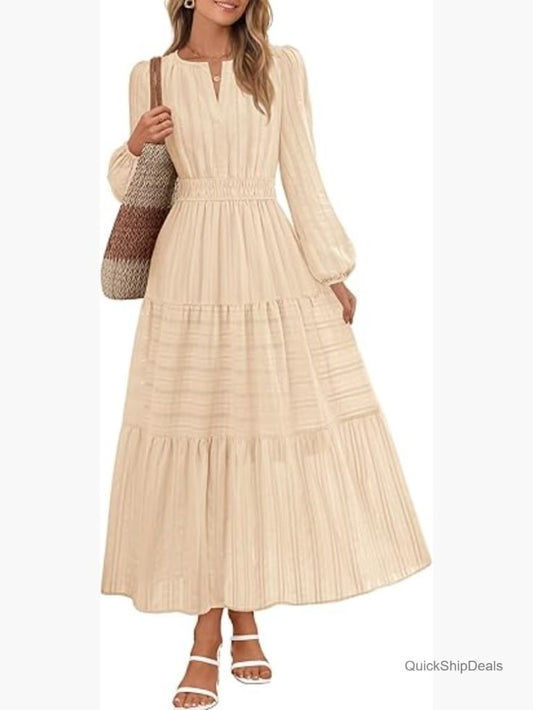 Cotton Linen Midi Dress With Pockets Boho Vacation Maxi Dress Color: