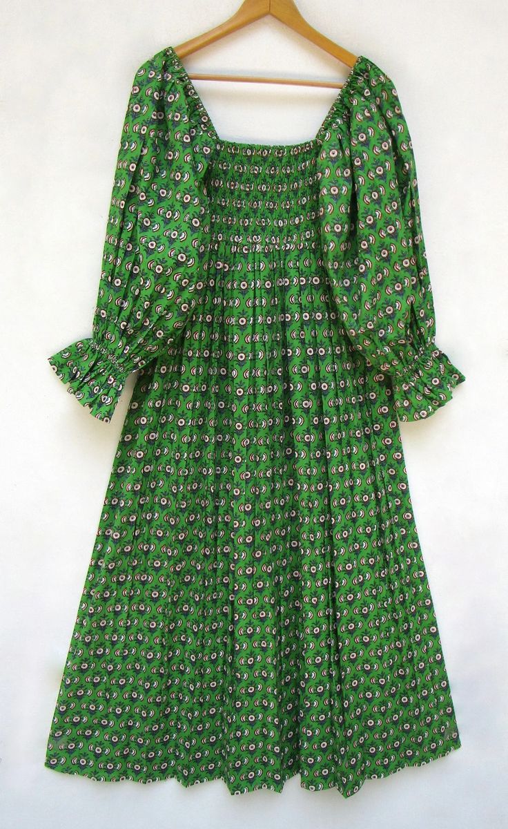 Nature Green Flower Printed Summer Beach Tiered Maxi Dress Square