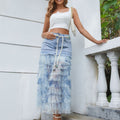 Julieta Denim Tulle Midi Skirt