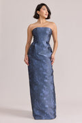 Adrienne Jacquard Dress | Made To Order - Indie Blue