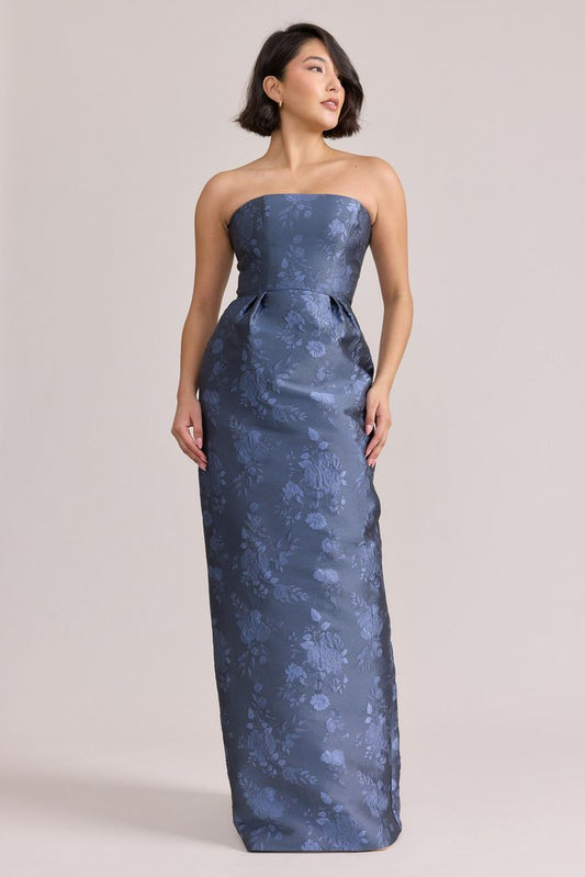 Adrienne Jacquard Dress | Made To Order - Indie Blue