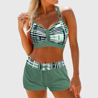 Chloe | Womens Ribbed High-Waisted Bikini Swimsuit Green