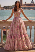 Illusion Floral Print Prom Dress 57628 Light Pink Print