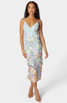 Bebe Women's Floral Embroidered Midi Dress Macy's