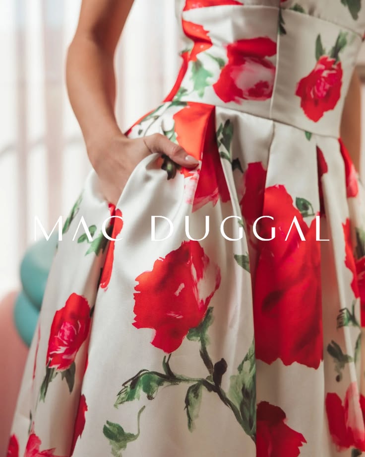 White Strapless Floral Printed A Line Midi Dress
