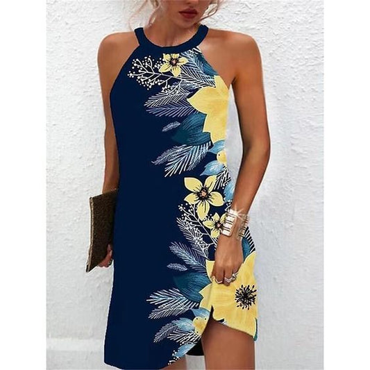 Women's Summer Dress Halter Neck Dress Print Dress Active Fashion